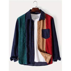 Fashionable And Simple Men's Long Multicolor Casual Lapel Simple Jacket